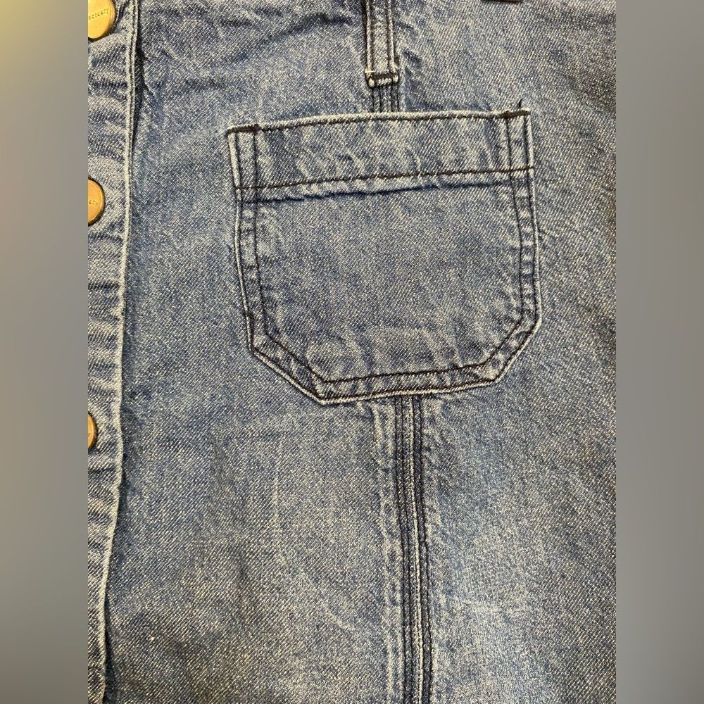 SANCTUARY BLUE MARINE-WASH SNAP FRONT POCKETS DENIM SKIRT 30 - Picture 7 of 9